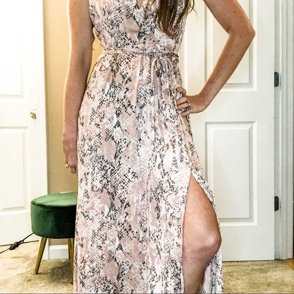 Blush Python Faux Wrap Dress | Small - Picture 9 of 16
